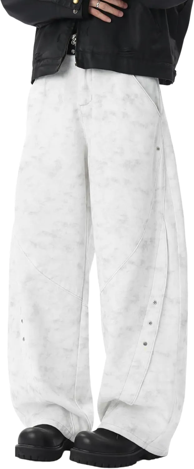 DOSLAVIDA Baggy Jeans Y2K Jnco Jeans Hip Hop Vintage Denim Pants Skater Casual Wide Leg Trousers