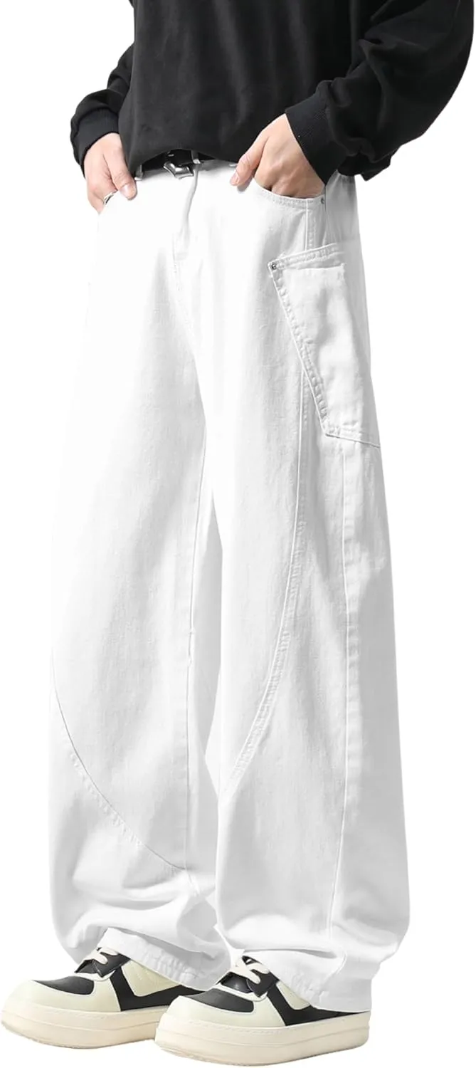 DOSLAVIDA Baggy Jeans Y2K Jnco Jeans Hip Hop Vintage Denim Pants Skater Casual Wide Leg Trousers