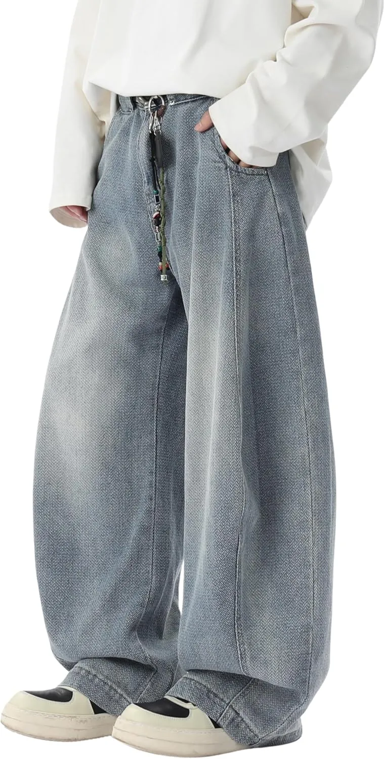 DOSLAVIDA Baggy Jeans Y2K Jnco Jeans Hip Hop Vintage Denim Pants Skater Casual Wide Leg Trousers