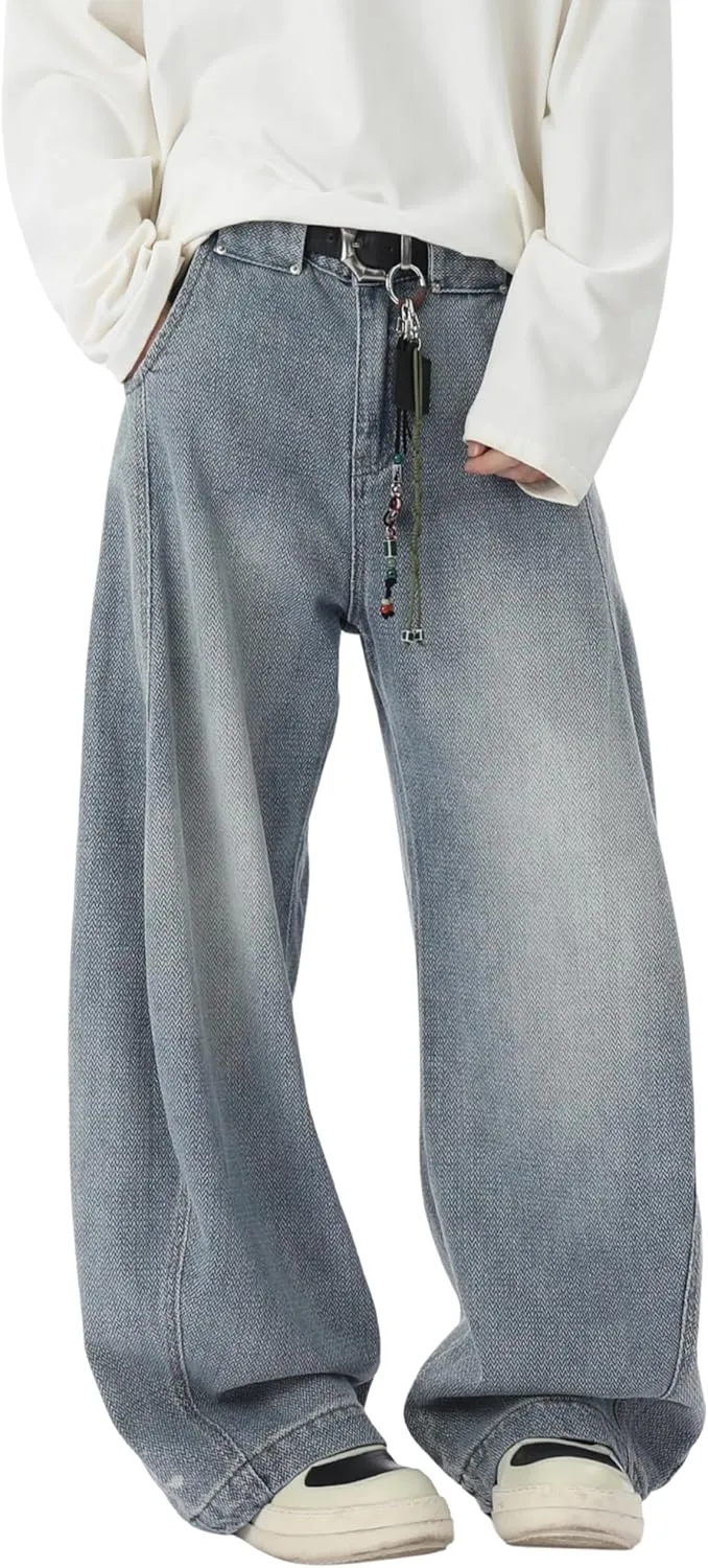 DOSLAVIDA Baggy Jeans Y2K Jnco Jeans Hip Hop Vintage Denim Pants Skater Casual Wide Leg Trousers