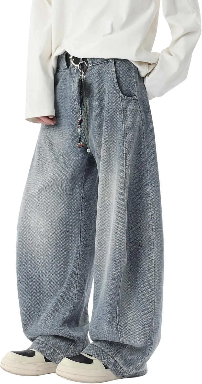 DOSLAVIDA Baggy Jeans Y2K Jnco Jeans Hip Hop Vintage Denim Pants Skater Casual Wide Leg Trousers