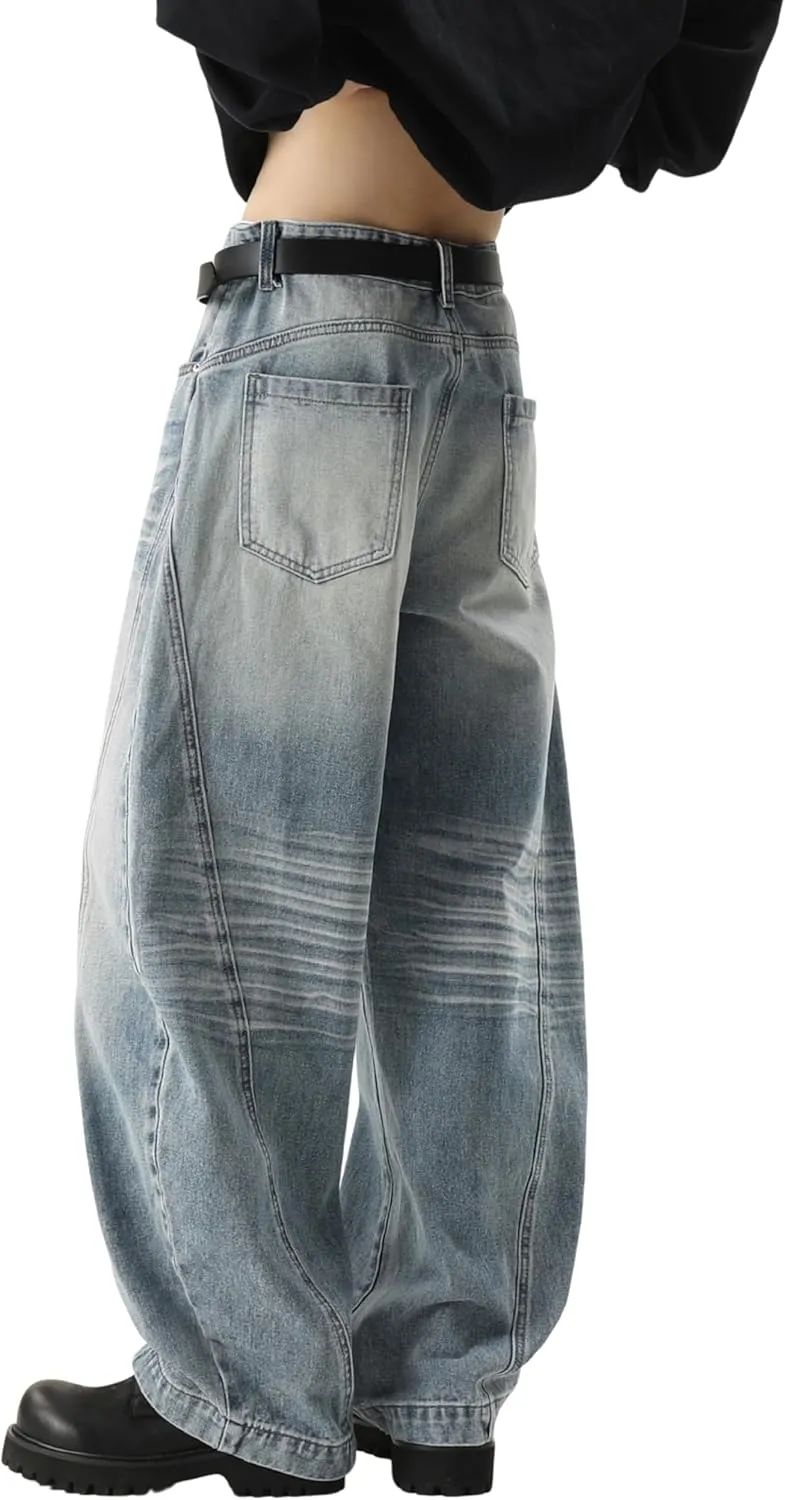 DOSLAVIDA Baggy Jeans Y2K Jnco Jeans Hip Hop Vintage Denim Pants Skater Casual Wide Leg Trousers