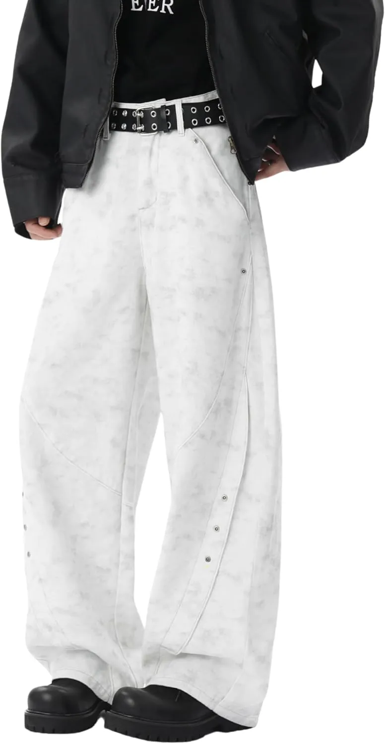 DOSLAVIDA Baggy Jeans Y2K Jnco Jeans Hip Hop Vintage Denim Pants Skater Casual Wide Leg Trousers