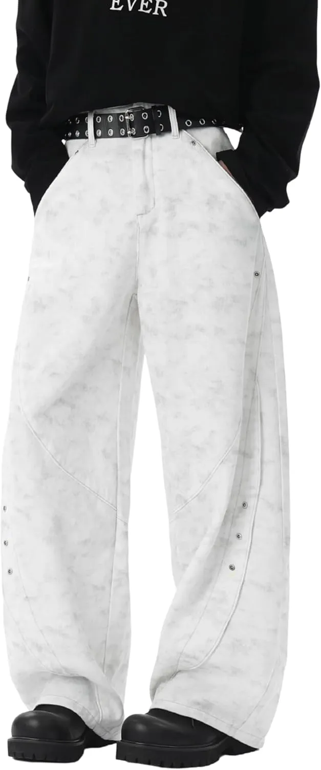 DOSLAVIDA Baggy Jeans Y2K Jnco Jeans Hip Hop Vintage Denim Pants Skater Casual Wide Leg Trousers