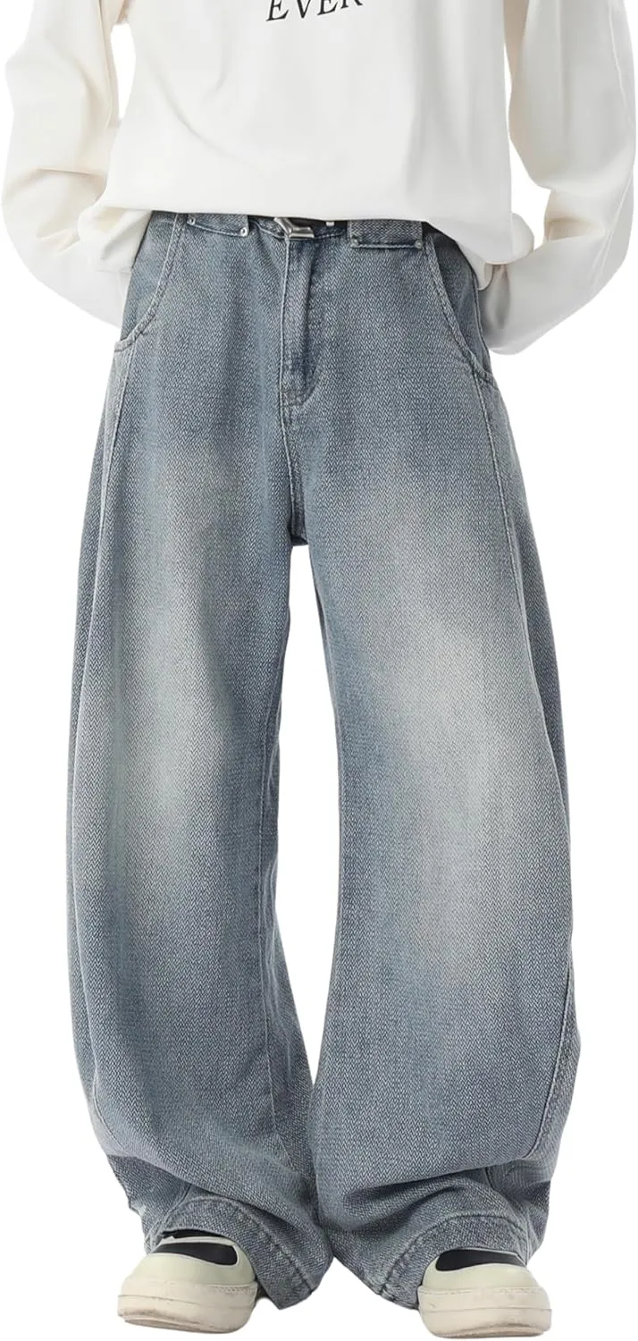 DOSLAVIDA Baggy Jeans Y2K Jnco Jeans Hip Hop Vintage Denim Pants Skater Casual Wide Leg Trousers