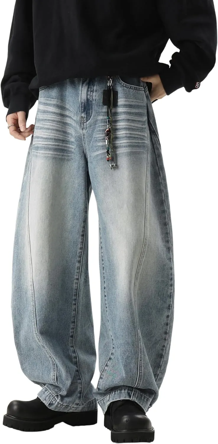 DOSLAVIDA Baggy Jeans Y2K Jnco Jeans Hip Hop Vintage Denim Pants Skater Casual Wide Leg Trousers