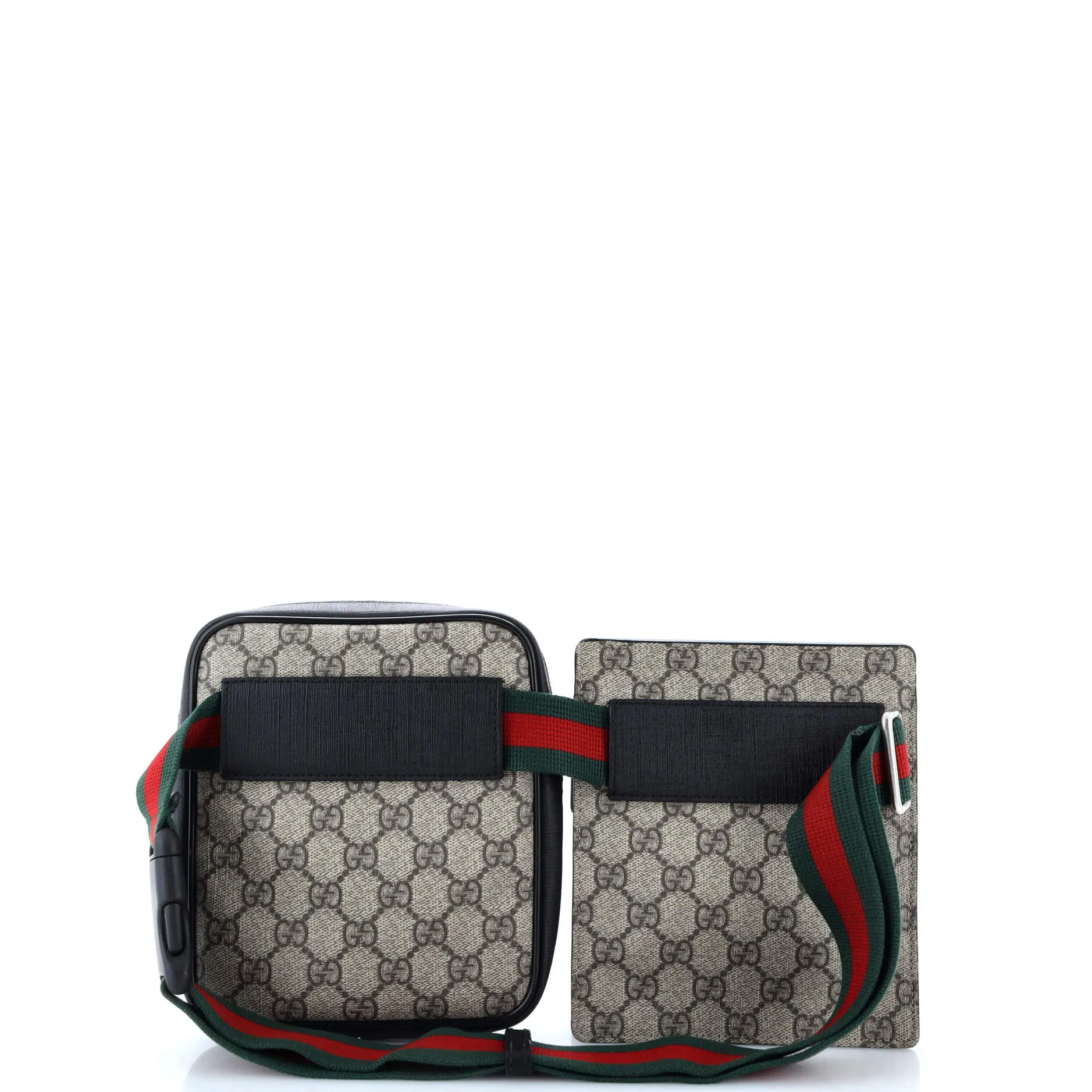 Double Web Belt Bag GG Coated Canvas with Leather