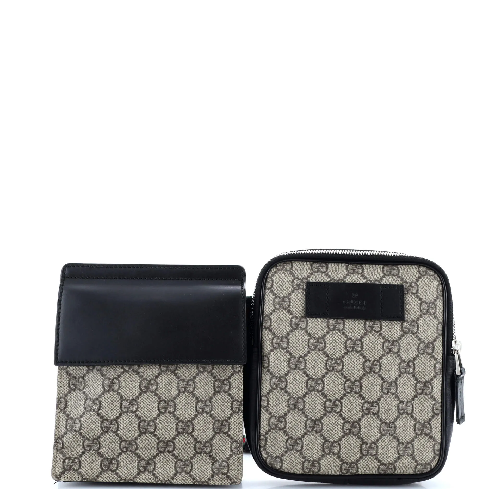 Double Web Belt Bag GG Coated Canvas with Leather
