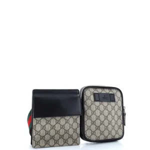 Double Web Belt Bag GG Coated Canvas with Leather
