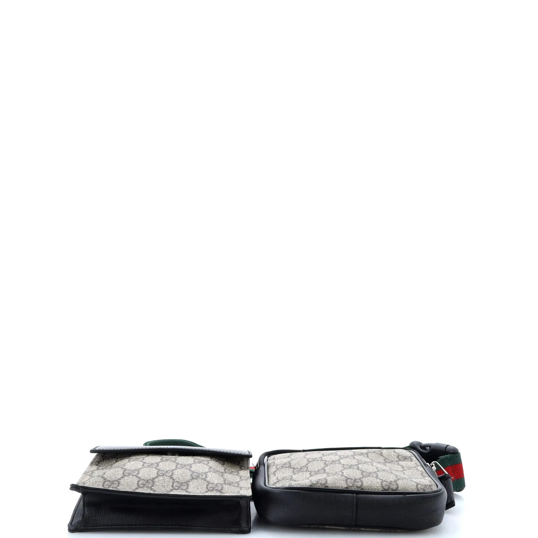Double Web Belt Bag GG Coated Canvas with Leather