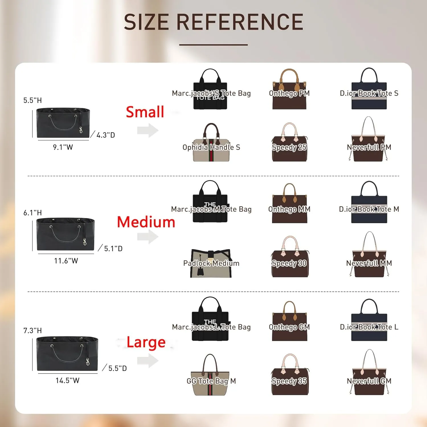 Doxo Purse Organizer Insert Compatiable with M arc Jacobs Large Tote Bag, Lightweight YKK Zipper Handbag Organizer with Handle/Elastic Cup Holder/Key Leash, 16 Pockets Bags Divider Shaper, Black/L