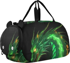 Dragon Duffle Bag for Girl, Sports Duffle Gym Bags with Shoe Compartment, Personalized Overnight Bag Travel Weekender for Kids