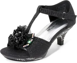 DREAM PAIRS Girls Sandals Low Heel Dress Pump Ankle T Strap Flower Shoes Toddler/Little Kid/Big Kid