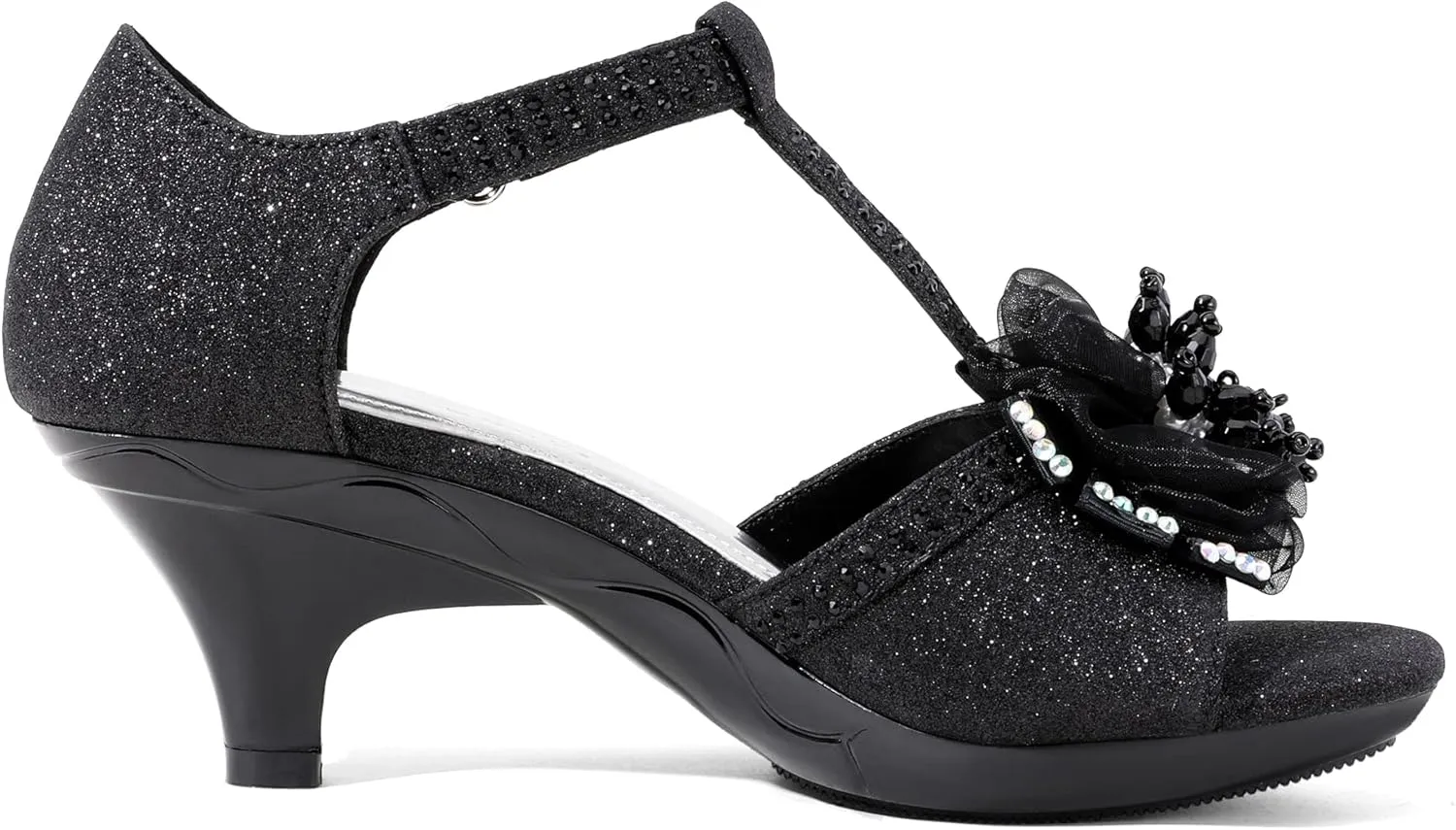 DREAM PAIRS Girls Sandals Low Heel Dress Pump Ankle T Strap Flower Shoes Toddler/Little Kid/Big Kid