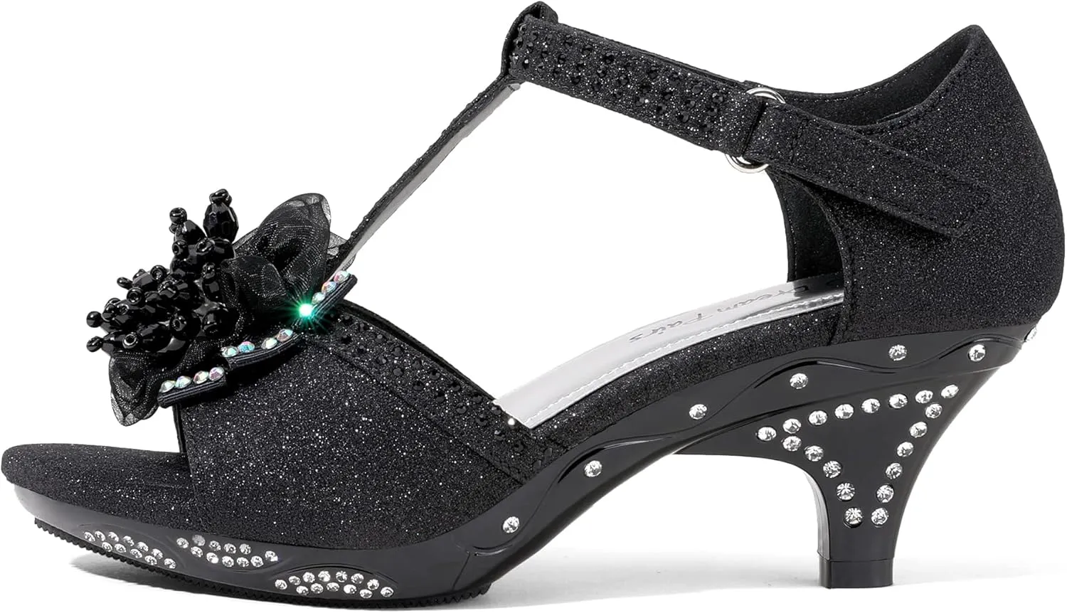 DREAM PAIRS Girls Sandals Low Heel Dress Pump Ankle T Strap Flower Shoes Toddler/Little Kid/Big Kid