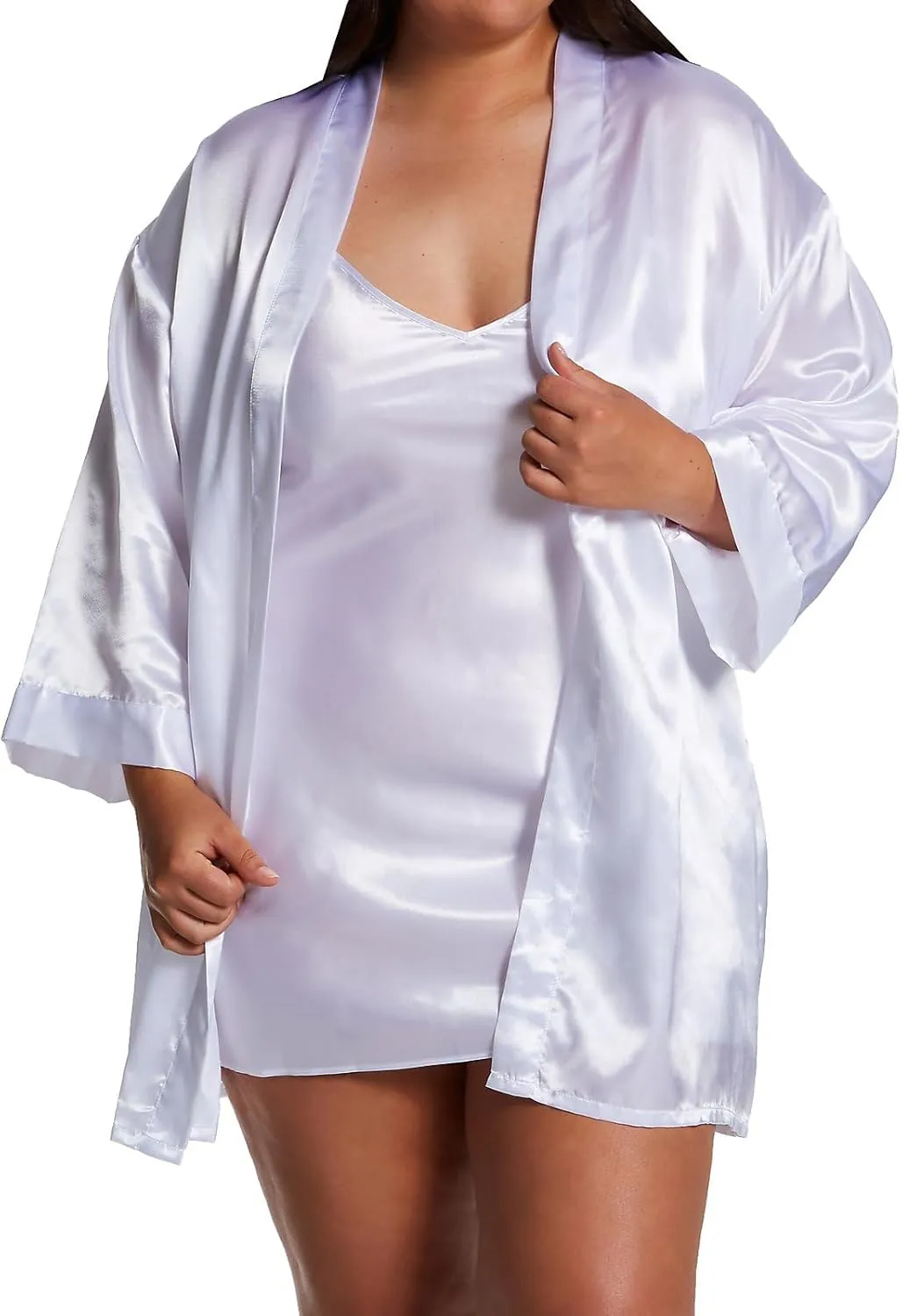 Dreamgirl womens Charmeuse Chemise and Robe Set With Padded Hanger