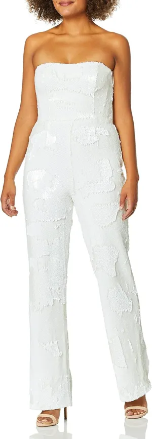 Dress the Population womens Andy Strapless Sequin Wide Leg Jumpsuit
