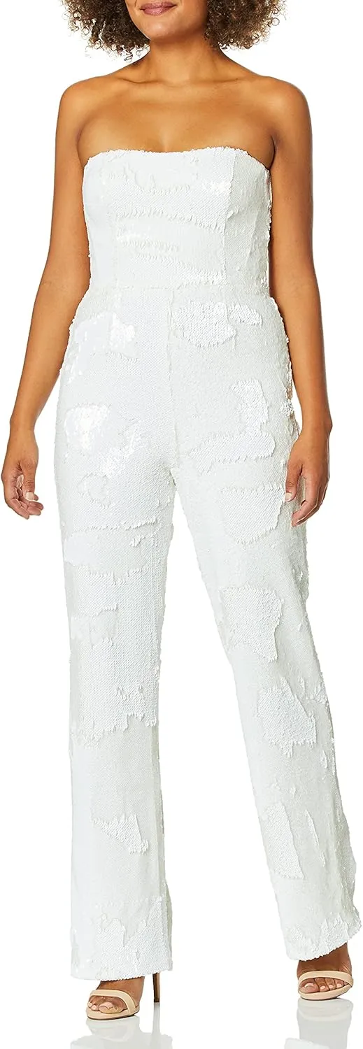 Dress the Population womens Andy Strapless Sequin Wide Leg Jumpsuit