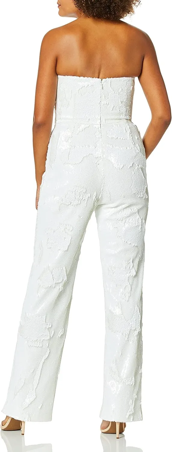 Dress the Population womens Andy Strapless Sequin Wide Leg Jumpsuit