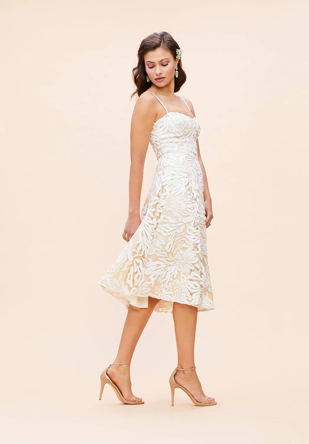 Dress the Population Women's Layla Sweetheart Fit and Flare Midi Dress