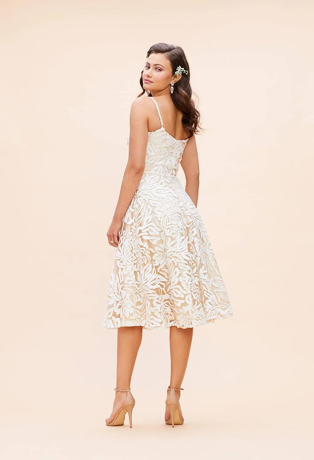 Dress the Population Women's Layla Sweetheart Fit and Flare Midi Dress