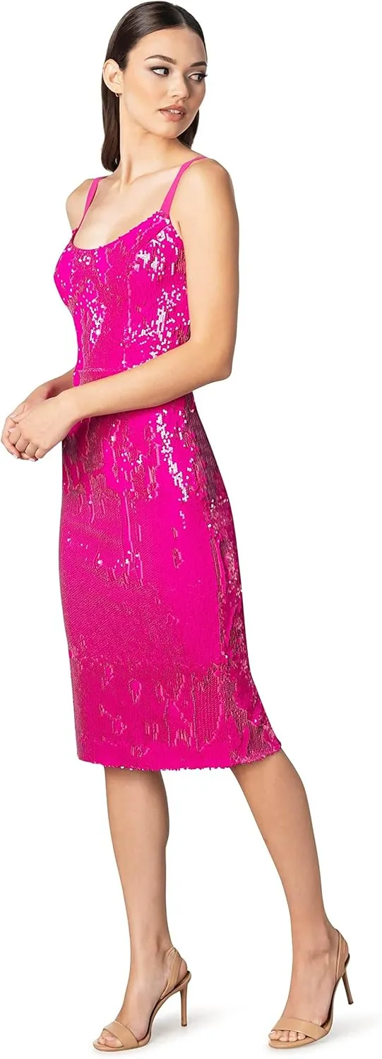 Dress the Population Women's Lynda Sequin Sleeveless Fitted Midi Sheath Dress