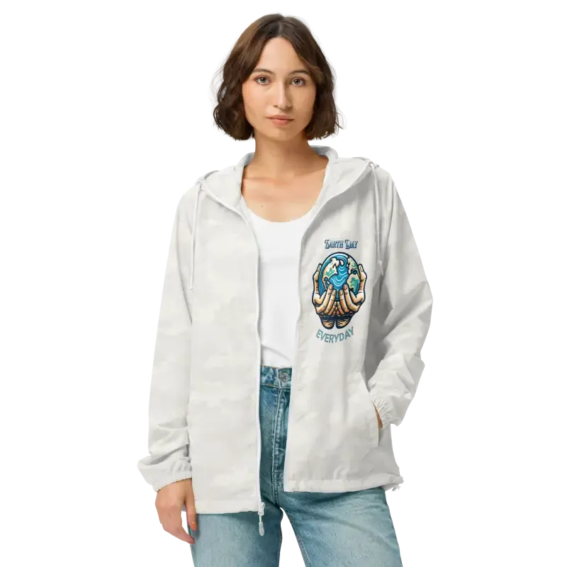 Earth Day Explorations Lightweight Zip Windbreaker