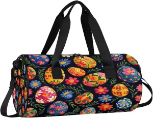 Easter Egg Travel Gym Bag Waterproof Sport Dance Bag for Women Men Portable Gymnastics Duffel Bags Canvas Tote Carry on Handbag for Workout Overnight Weekender