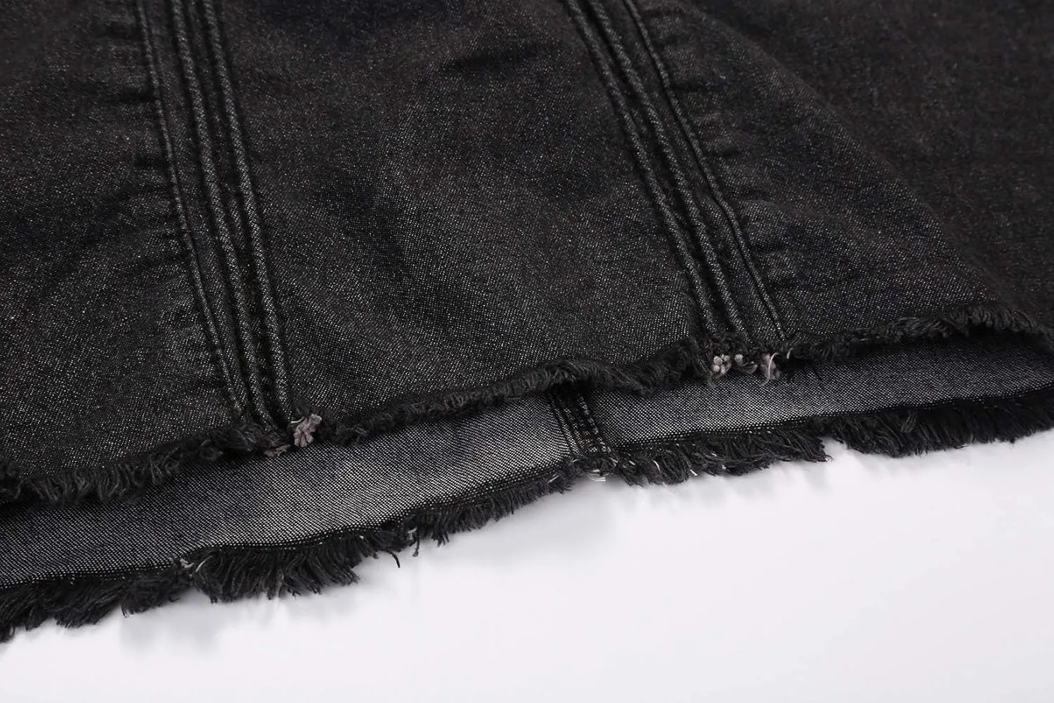 ebossy Women's Casual Elastic Waist Frayed Hem A-Line Distressed Hippie Long Maxi Denim Skirt