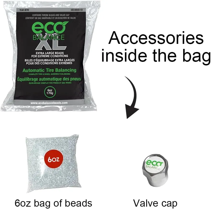 ECO Balance 06-ECOXL4 ECO XL Extreme Condition Tire/Wheel Balancing Beads - Off-Road Vehicles, Light Duty Truck Tires, (4) 6oz Balance Bead Bags, (4) Valve Caps