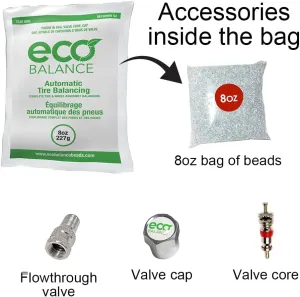 ECO Balance 08-EB12 Centrifugal Force Tire/Wheel Balancing Beads - Off-Road Vehicles, Light Duty Truck Tires, (12) 8oz Balance Bead Bags, (12) Valve Caps and Cores