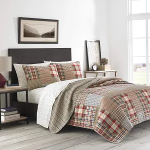 Eddie Bauer - Queen Quilt Set, Reversible Cotton Bedding with Matching Shams, Lightweight Home Decor for All Seasons (Hawthorne Brown, Queen)