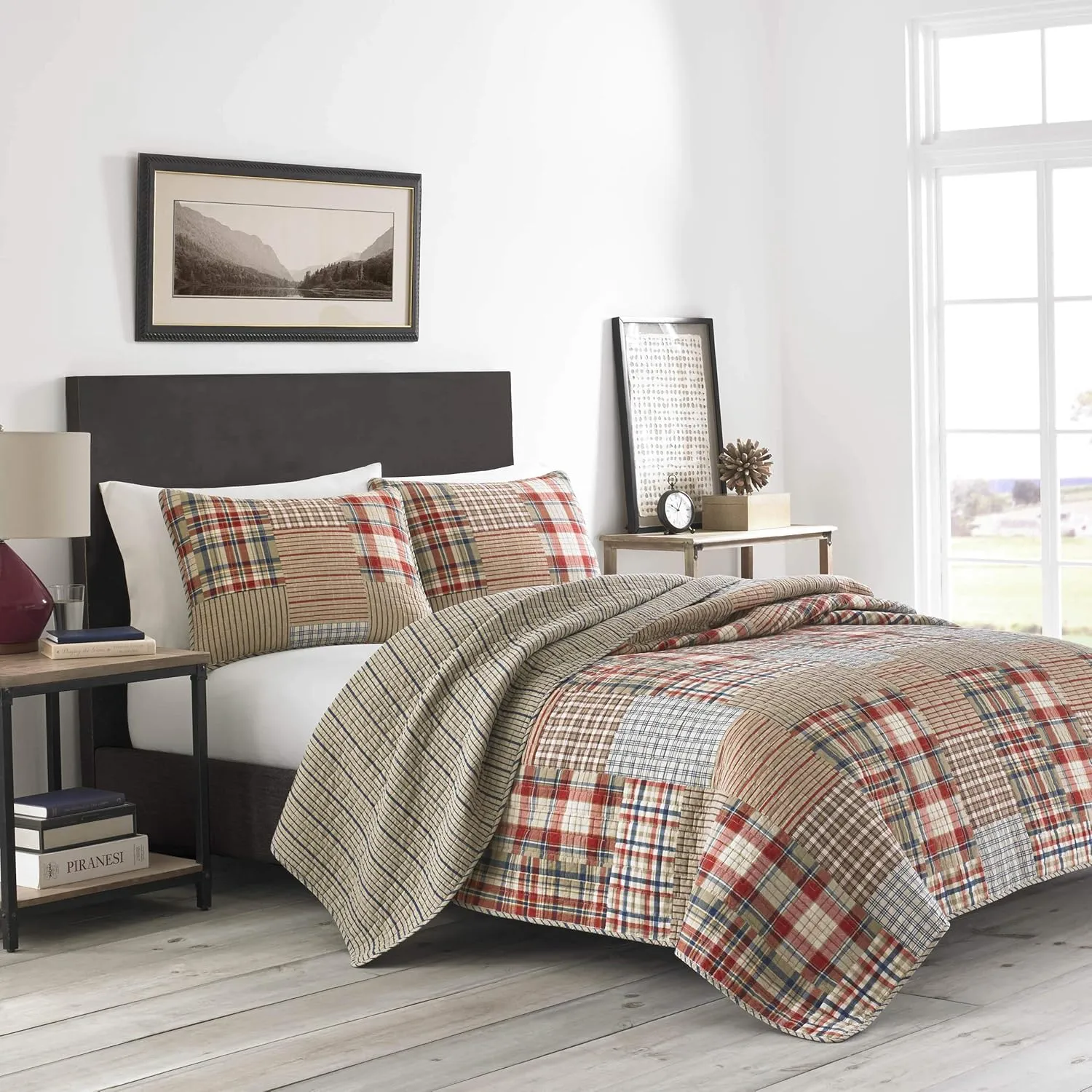 Eddie Bauer - Queen Quilt Set, Reversible Cotton Bedding with Matching Shams, Lightweight Home Decor for All Seasons (Hawthorne Brown, Queen)