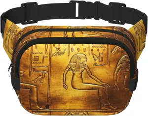 Egypt Hieroglyphics Print Men and Women Square Double Layer Waist Bag Workout Crossbody Travel Waist Bag