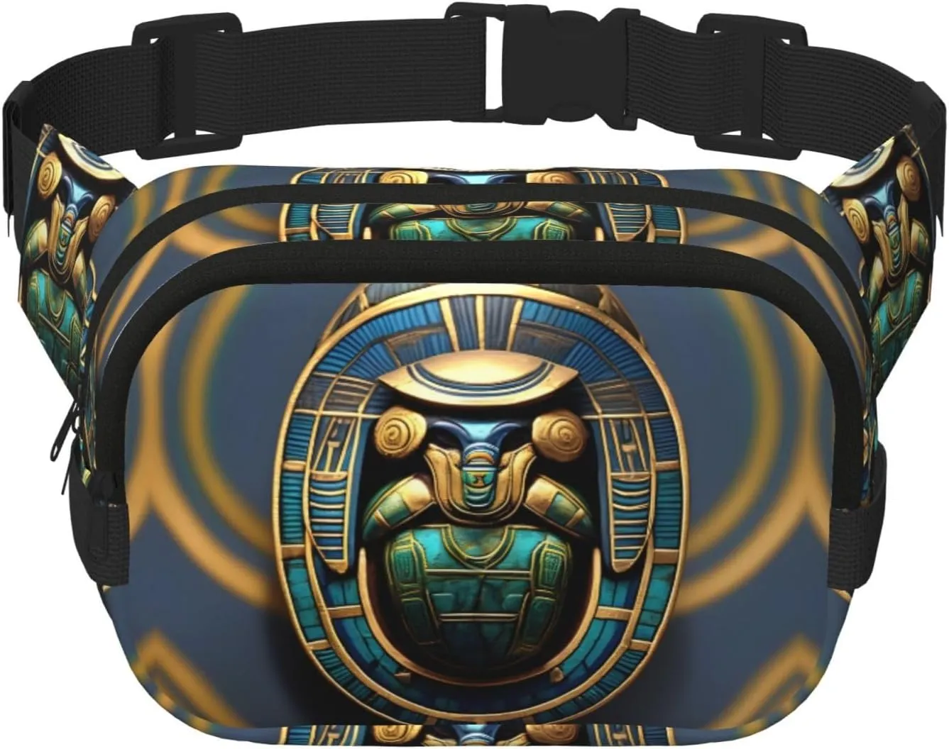 Egyptian Scarab print Large Fanny Packs for Women Cute Cross Body Waist Bag Fashionable Fanny Pack