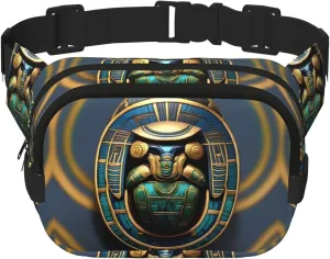 Egyptian Scarab print Large Fanny Packs for Women Cute Cross Body Waist Bag Fashionable Fanny Pack