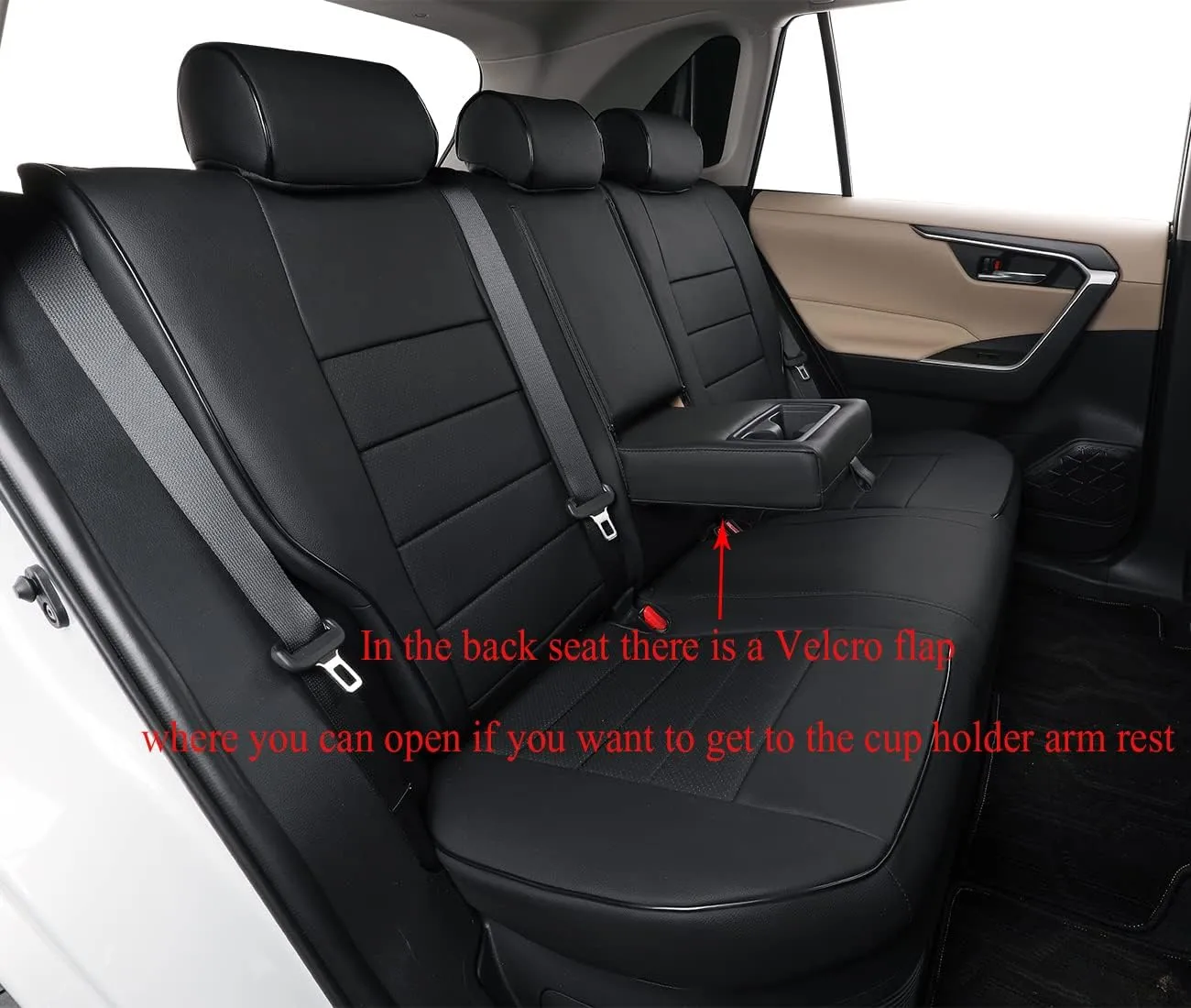 EKR Custom Fit Car Seat Covers for Select Hyundai KONA 2018 2019 2020 2021 2022 2023 - Leather(Black)
