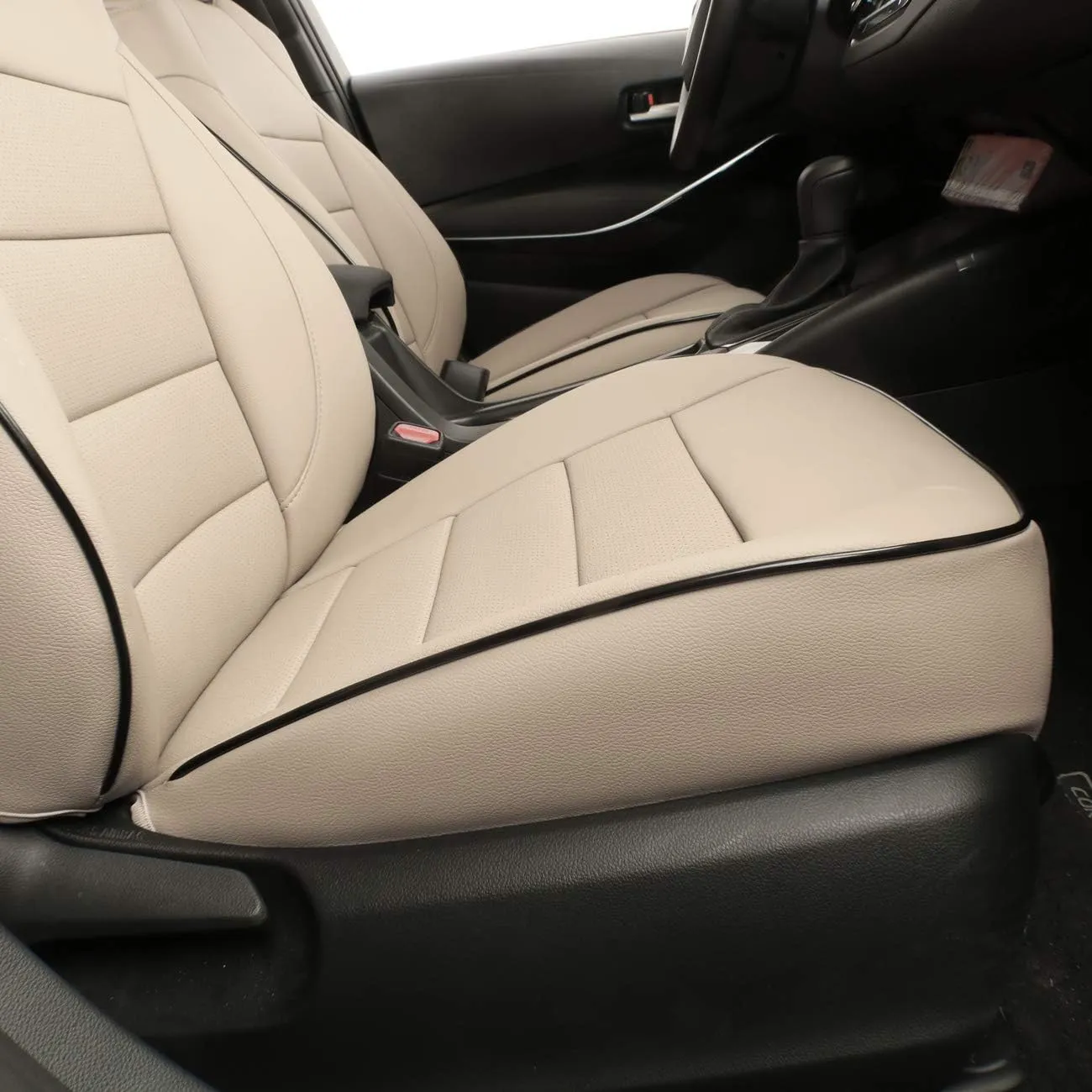 EKR Custom Fit Challenger Car Seat Covers for Select Dodge Challenger SRT,RT,GT,SXT,T/A 2015 2016 2017 2018 2019 2020 2021 2022 2023 -Full Set -Leather (Beige)