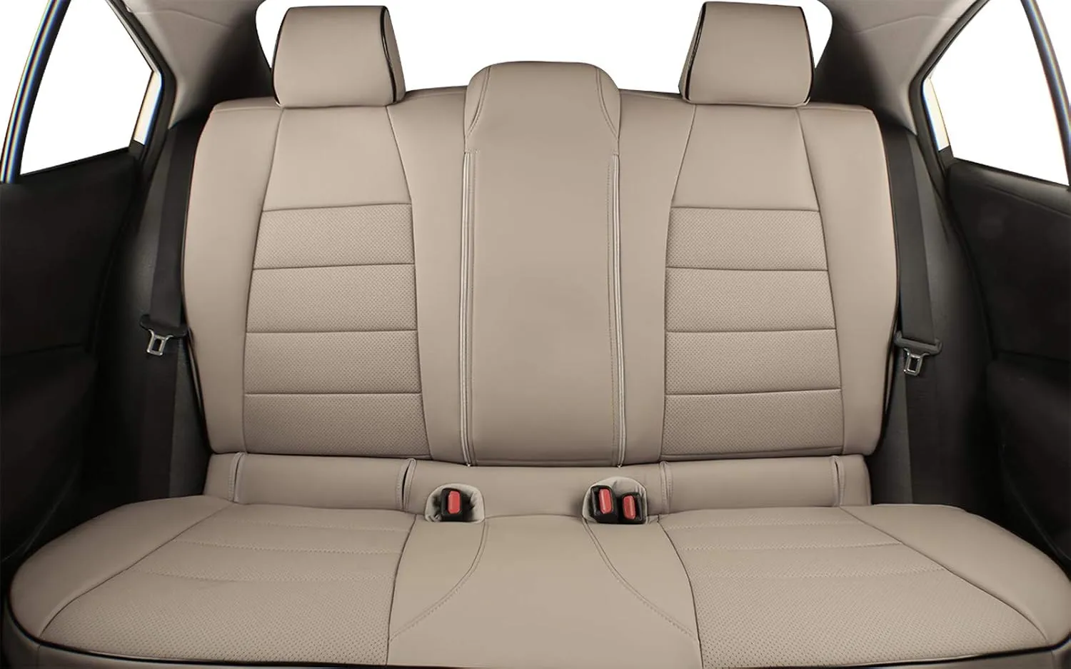 EKR Custom Fit Challenger Car Seat Covers for Select Dodge Challenger SRT,RT,GT,SXT,T/A 2015 2016 2017 2018 2019 2020 2021 2022 2023 -Full Set -Leather (Beige)