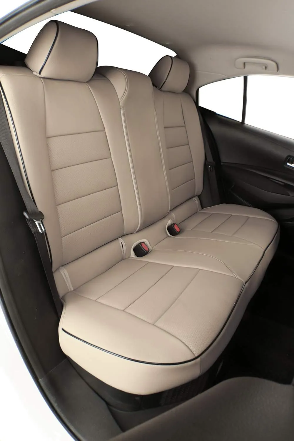 EKR Custom Fit Challenger Car Seat Covers for Select Dodge Challenger SRT,RT,GT,SXT,T/A 2015 2016 2017 2018 2019 2020 2021 2022 2023 -Full Set -Leather (Beige)