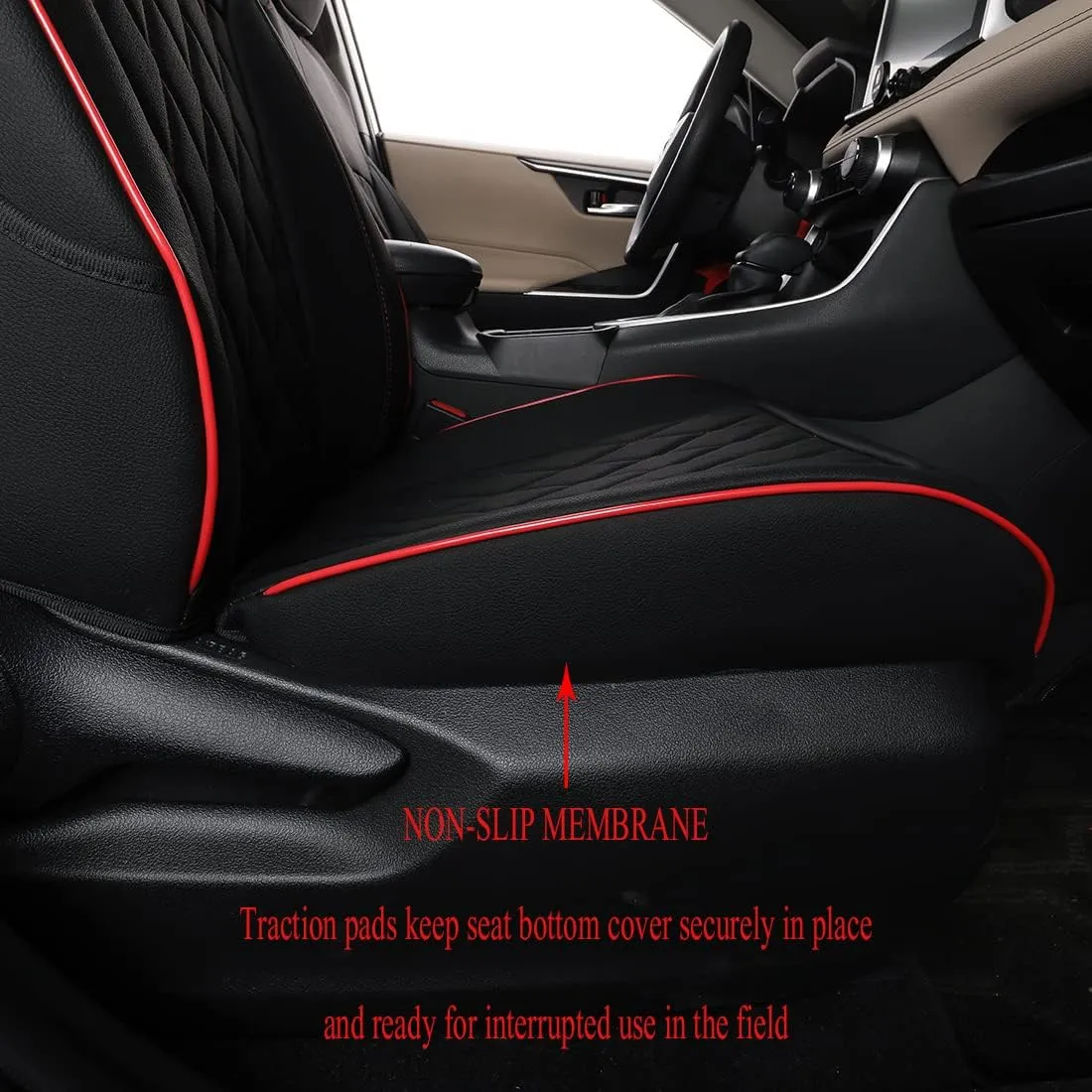 EKR Custom Fit Challenger Car Seat Covers for Select Dodge Challenger SRT,RT,GT,SXT,T/A 2015 2016 2017 2018 2019 2020 2021 2022 2023 -Full Set -Leather (Black with Red Piping)