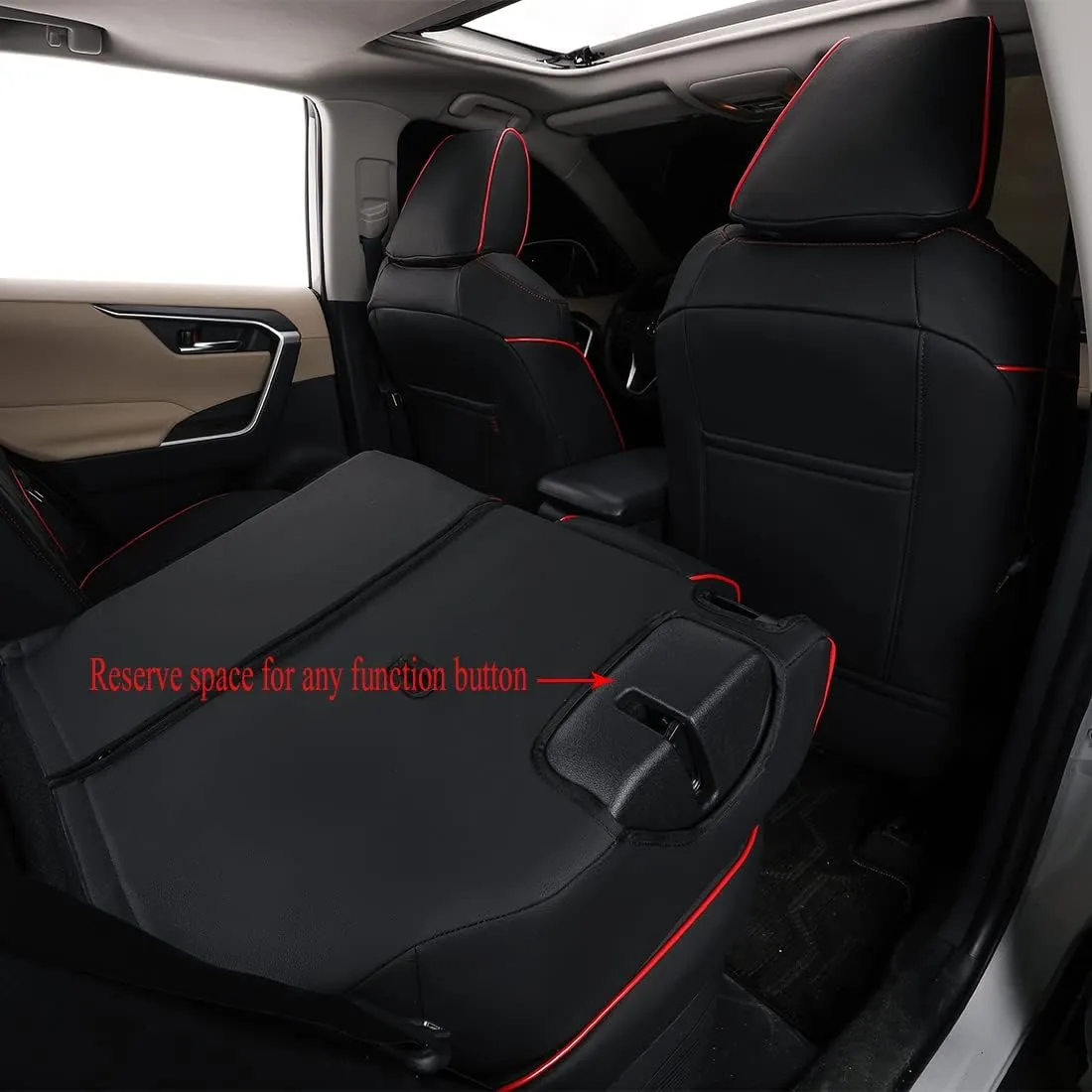 EKR Custom Fit Challenger Car Seat Covers for Select Dodge Challenger SRT,RT,GT,SXT,T/A 2015 2016 2017 2018 2019 2020 2021 2022 2023 -Full Set -Leather (Black with Red Piping)