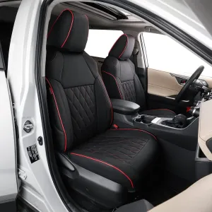 EKR Custom Fit Challenger Car Seat Covers for Select Dodge Challenger SRT,RT,GT,SXT,T/A 2015 2016 2017 2018 2019 2020 2021 2022 2023 -Full Set -Leather (Black with Red Piping)