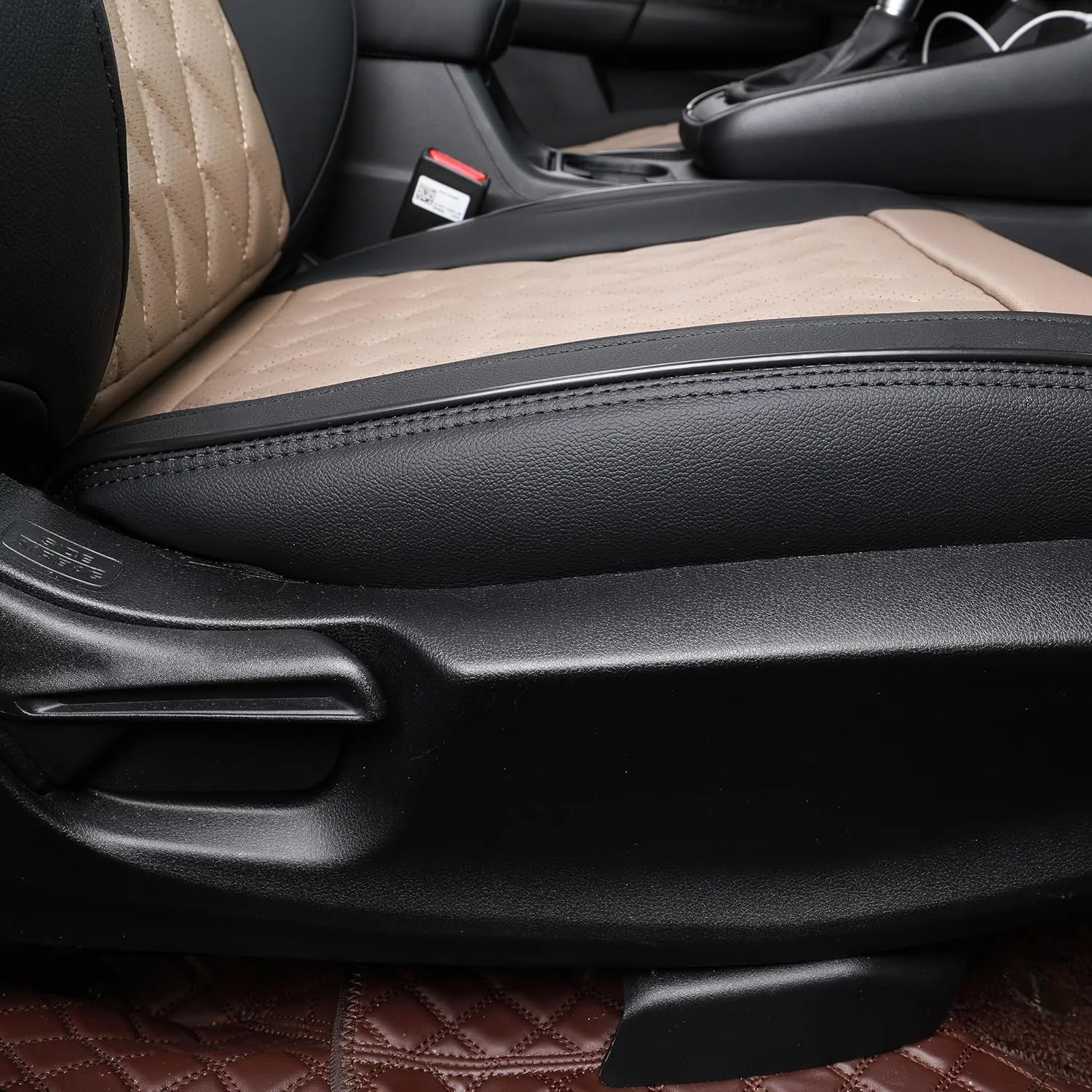 EKR Custom Fit CRV Seat Covers for Select Honda CRV 2017 2018 2019 2020 2021 2022 - Full Set, Leather (Black/Tan)