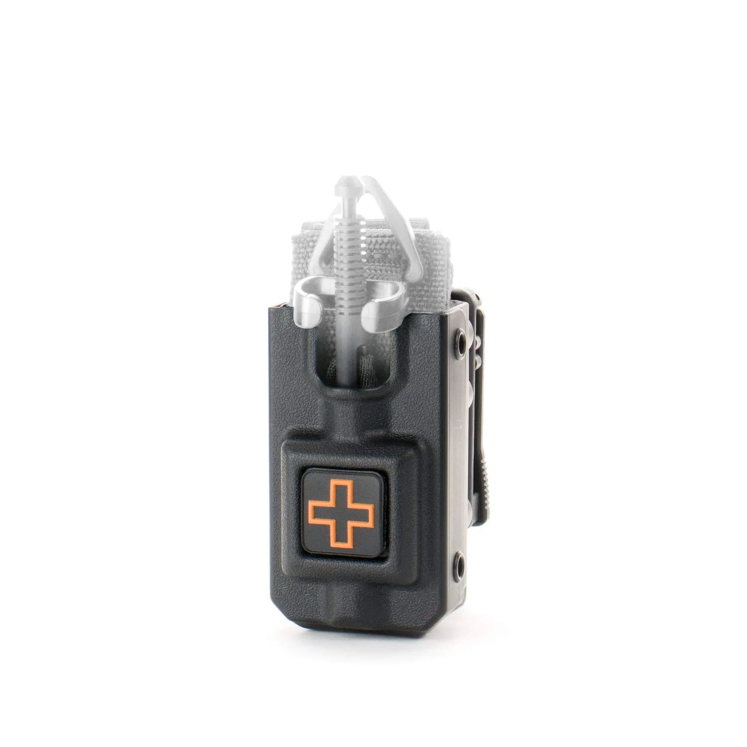 Eleven 10 Rigid SOFTT Wide Tourniquet Case, Belt (Tek-Lok) Attachment, Black with Orange Cross (Tourniquet Not Included)