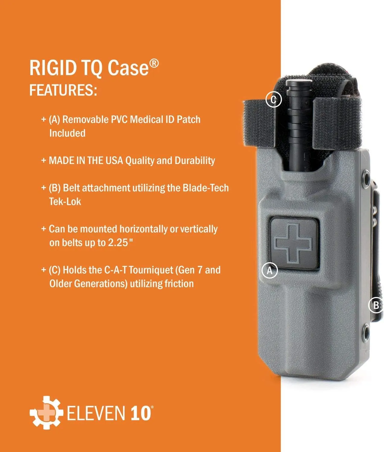 Eleven 10 Rigid TQ Case for C-A-T Tourniquet, Basketweave, Belt Attachment