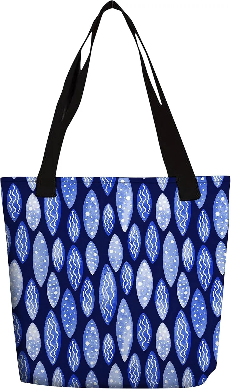 eloria Tote Bag Abstract Pattern Cotton Canvas Fabric Hand Bag