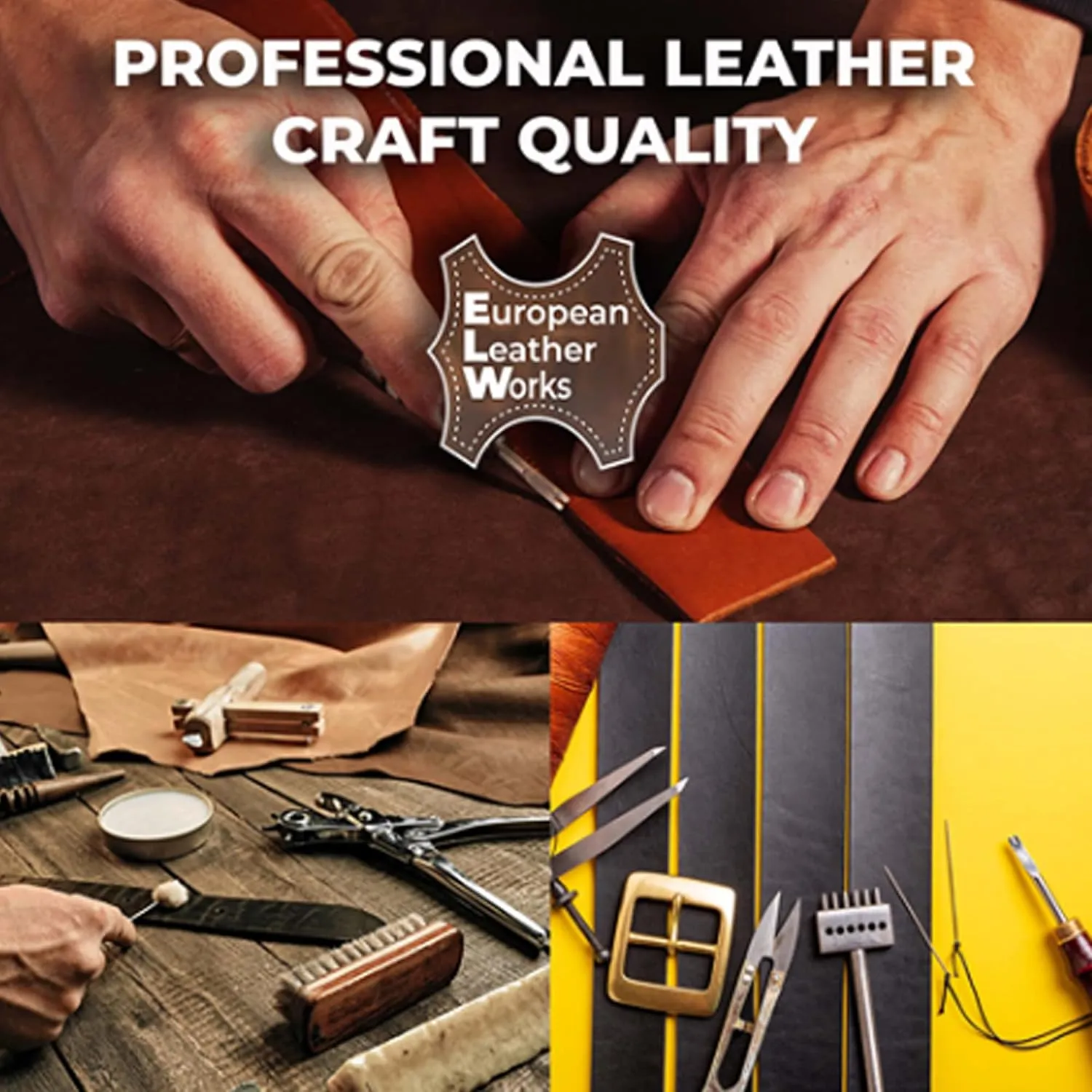 ELW 9-10 oz (3.6-4mm) Latigo Leather Belt Grade Straps & Strips | Size: 1.5"x84" (3.8x213cm) | Cognac | Full Grain Cowhide, Heavy Duty Holsters, Sheathes, Harness, Saddle, Guitar Straps, DIY Crafts