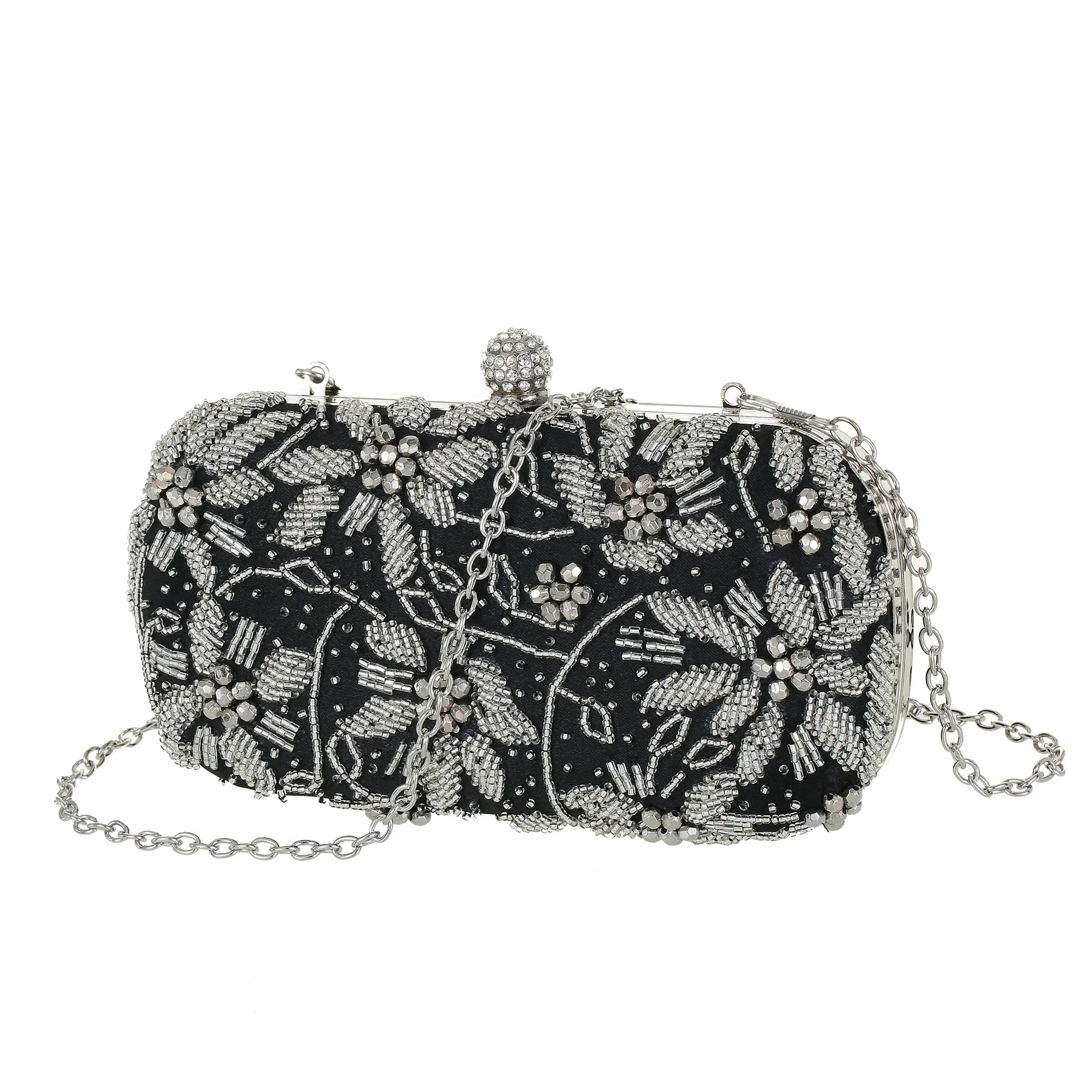 Embellished clutch bag black