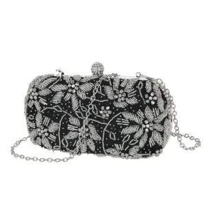 Embellished clutch bag black